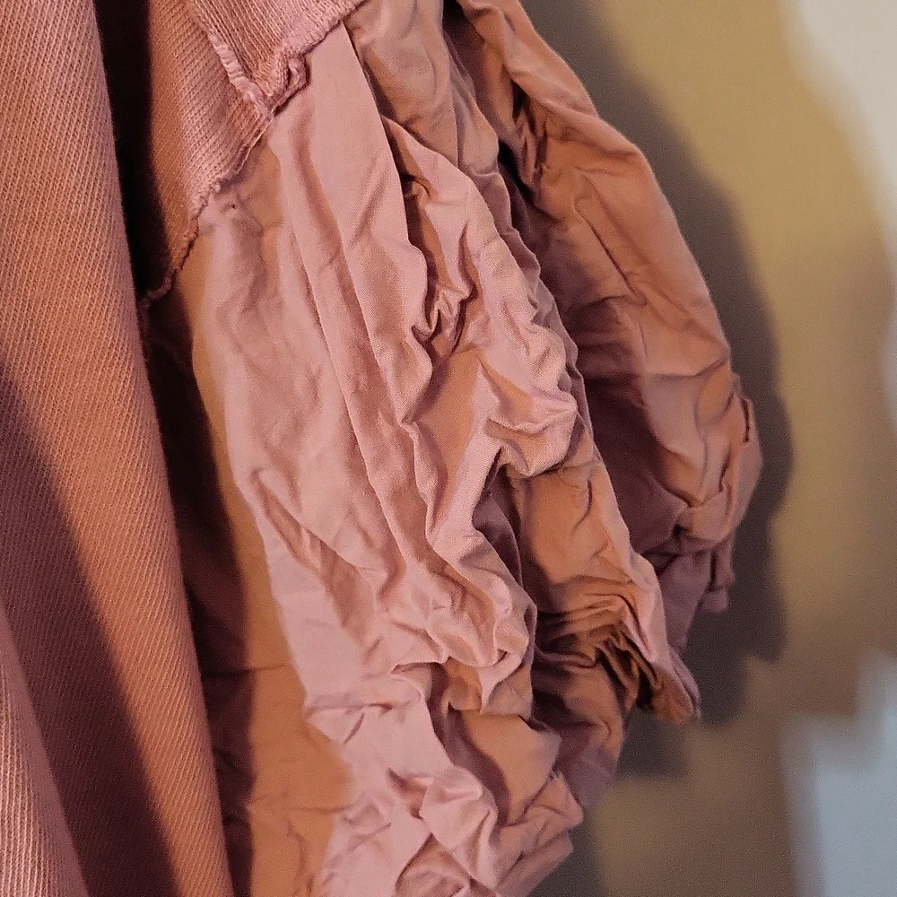 We The Free People Lilac Pink Tee Top Small Oversized Crinkled Short Sleeve Boxy - Picture 2 of 5